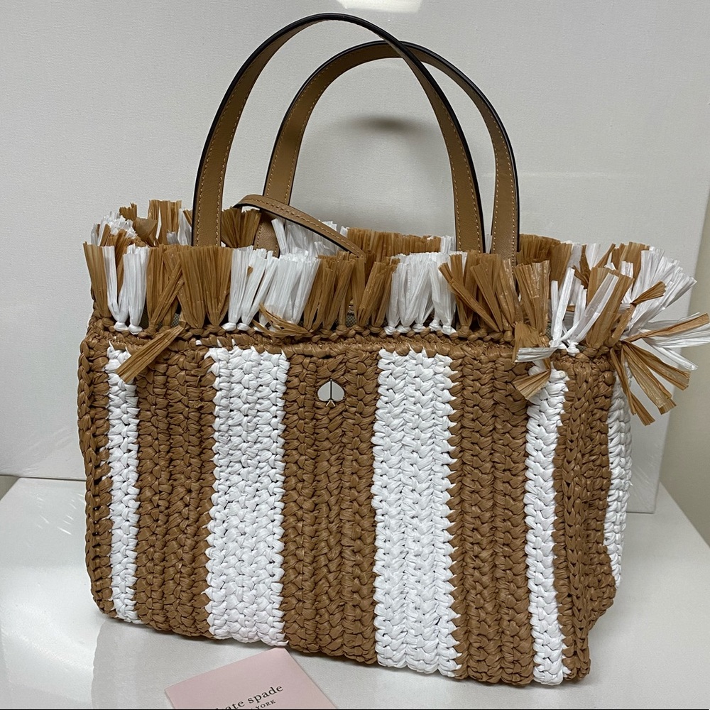 Kate Spade Stripe Straw Satchel Medium